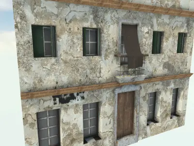 Old High-Quality 3D Colonial House Low-poly 3D model