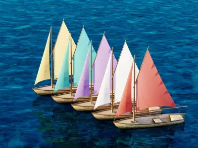 Coastal Skiff Sailboat 3D model