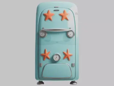 Retro Refrigerator 3D Model Low-poly 3D model