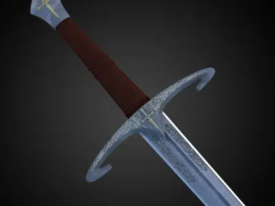 Medieval Sword 3D model 13
