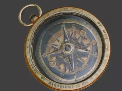 Steampunk Precision Clockwork Compass 3D Model Low-poly 3D model