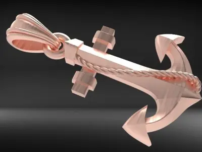 MENS ANCHOR PENDANT NECKLACE ROPE DESIGN JEWELRY  3D print model