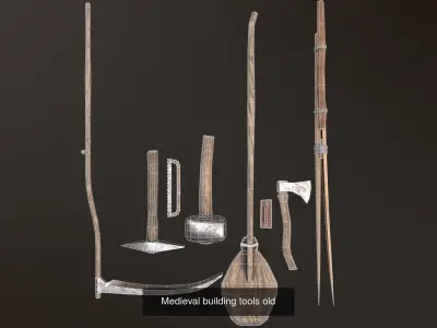 sets of medieval old instruments 3D Model Pack