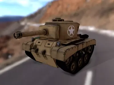 Stylized cartoon tank Low-poly 3D model