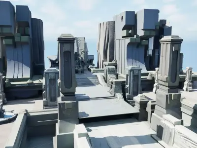 scifi architecture set a-20 - ue5 project Low-poly 3D model
