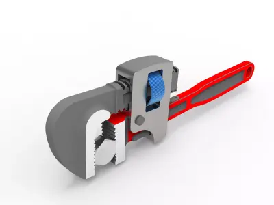 Adjustable Pipe Wrench with Bolt 3D Model  Low-poly 3D model