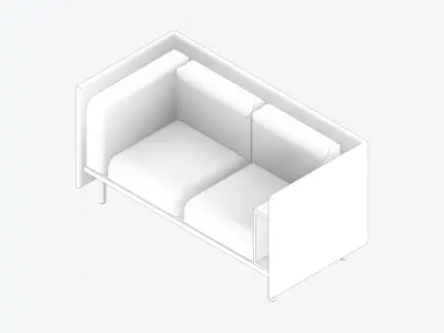 Sofa - Contemporary - Flame - Small - Armrest Shelf - Right Low-poly 3D model