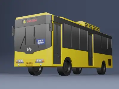 Yellow Thai bus Low poly v01 Low-poly 3D model