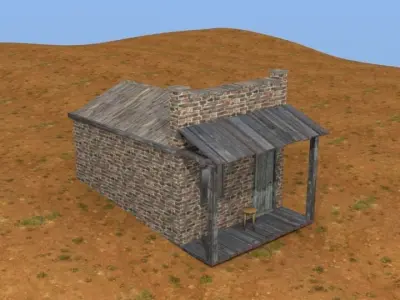 Brick western house Free low-poly 3D model
