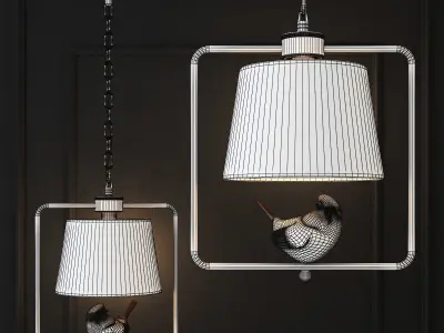 Suspended lamp provence bird pendant rectangle 3D model