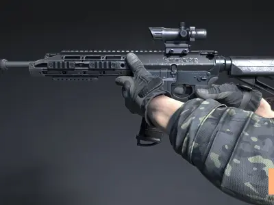 FPS Automatic Rifle 01 Animations Low-poly 3D model