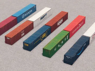 40ft Containers Pack 2 Low-poly 3D model