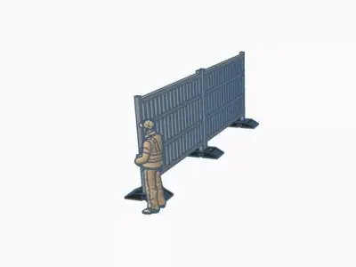 Construction Fence System H0 1-87 Modular Site Barriers STL 3D print model