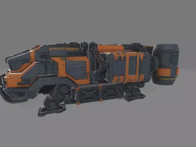Sci-Fi Cargo Hover Truck  High Poly with Interior 3D model