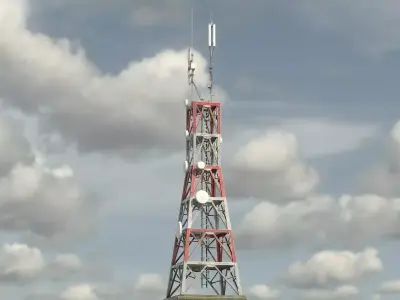 Telecommunication Antenna Tower Low-poly 3D model