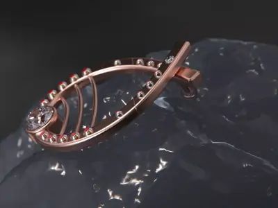 Woman ringstone earring 3D model