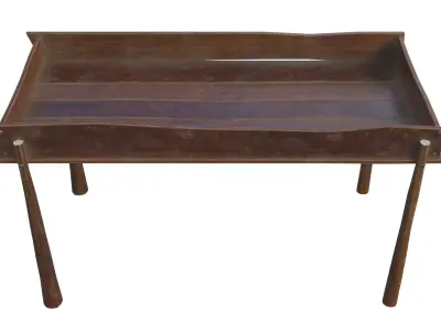 Stand 3d wooden tray with metal legs 3D model