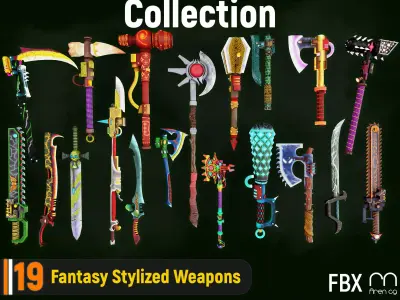 Fantasy Stylized Weapons Collection 3D Model Pack