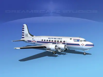 Douglas DC-4 Delta Airlines  3D model