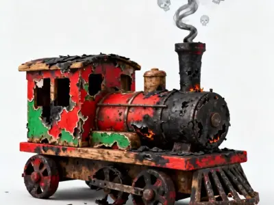 Infernal Cinder Toy Locomotive 3D Model Low-poly 3D model