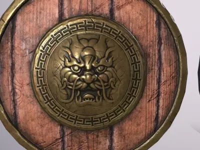 shield 1 wooden and metal Low-poly 3D model