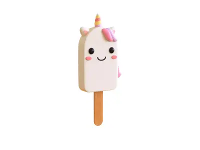 Low-Poly Unicorn Ice Cream Cute  Low-poly 3D model