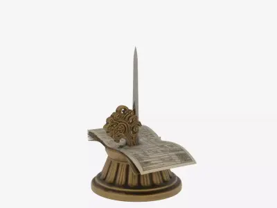 Antique Bank Receipt Spike Ornate Finial and Weighted Base 3D 3D model