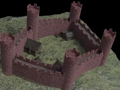 Red Castle  Low-poly 3D model