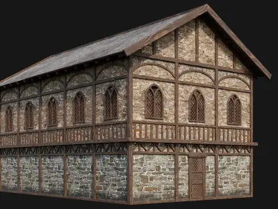 233-234-235-236 Old Medieval Houses Pack 4K Textures Low-poly 3D model