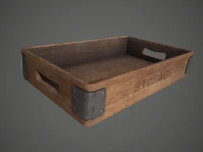 Storage Troy Box Wooden  Low-poly 3D model