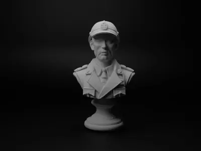 WW2 Japanese Soldier Bust Chess 3D print model