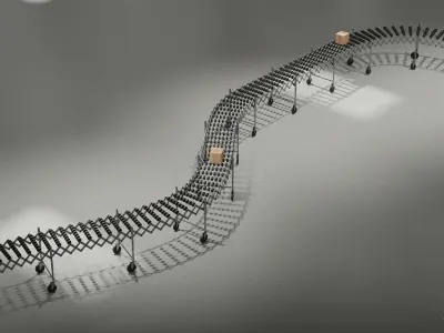 Extendable Skate Wheel Conveyor rigged for custom layout 3D model