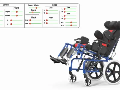  Pediatric Cerebral Palsy Wheelchair Reclining Rigged 