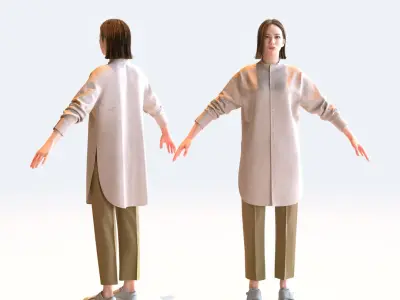  A Pose Asian Casual Woman Collection - 5 Models x 5 color variations 