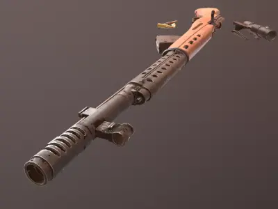 SVT-40 Semi-Automatic rifle - PBR Low Poly Model Low-poly 3D model