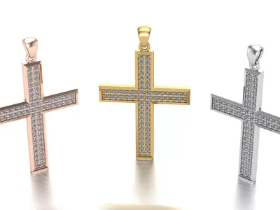 Cross Diamond Pendant - 3D Printable Model 3D model