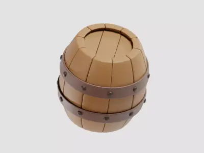 Wooden oil Barrel Low-poly 3D model