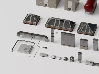 Industrial Rooftop  Equipment Low-poly 3D model
