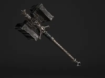 Shaker - Heavy Golden Warhammer Low-poly 3D model