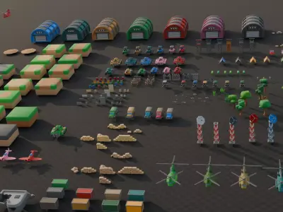 Army Pack Cute Series Low-poly 3D model
