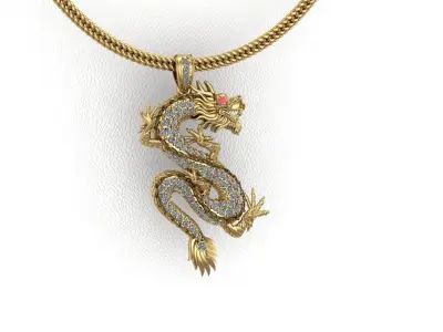 Chinese Dragon Gold Pendant 3D print model 3D print model 3D print model