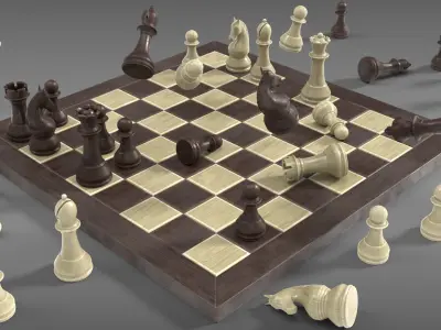  Chess set chess clock with table and chair 