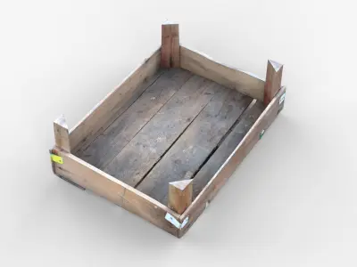 Wooden Crate Fruit Short Scan Low-poly 3D model