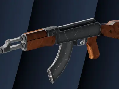 AK47 AK-47 LowPoly FPS Gun Weapon Low-Poly 3D Mode Stylized Free low-poly 3D model