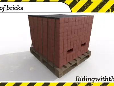 Pallet of bricks Low-poly 3D model