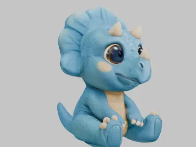 Triceratops Kid Low-poly 3D model