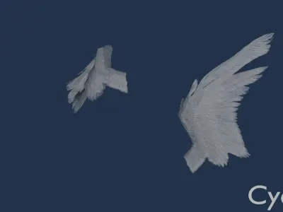 Wings cycles angel Low-poly 3D model