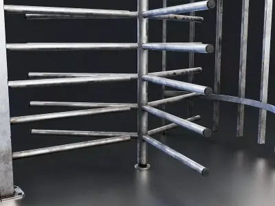 Industrial Turnstile Gate 3D Model Low-poly 3D model