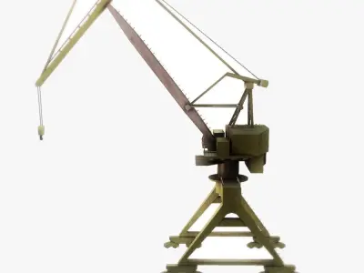 Port gantry crane 3 low poly Low-poly 3D model