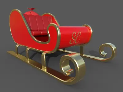 Santa Claus sleigh 3D model 3